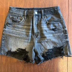 American Eagle ripped/distressed black stretch denim shorts. Size 2